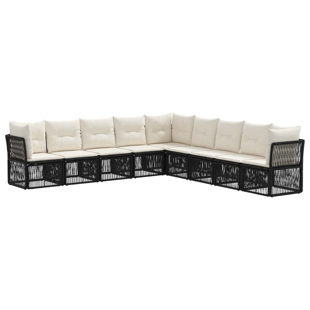 Ensemble de canapé de jardin 9 pc noir polyrotin