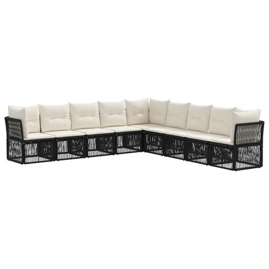Ensemble de canapé de jardin 9 pc noir polyrotin