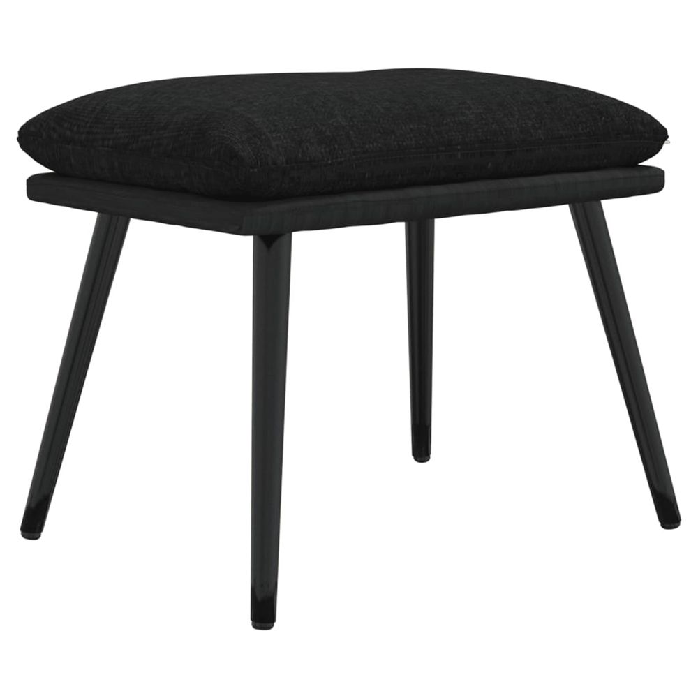 Repose-pied noir 45x29,5x35 cm tissu et similicuir