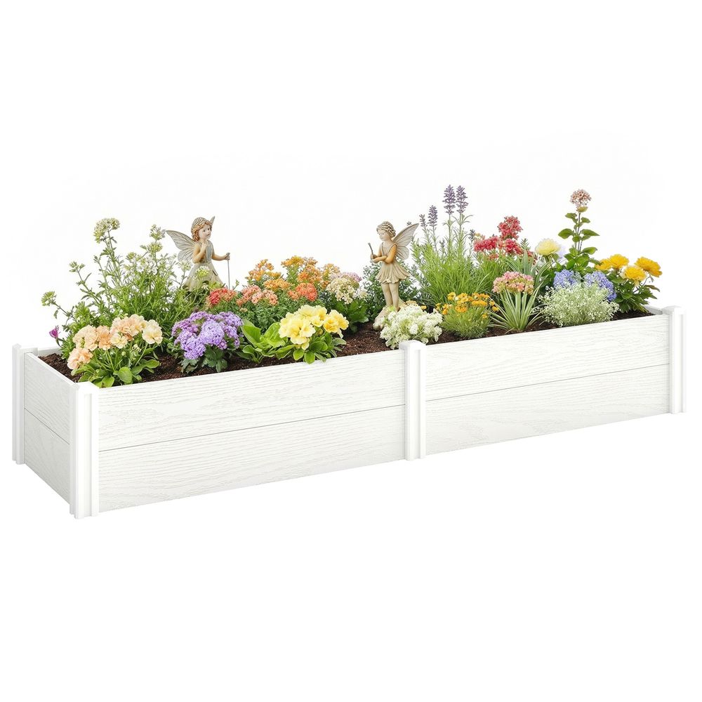 Carré potager plastique jardin extérieur modulable sans outils 197x54x33cm blanc