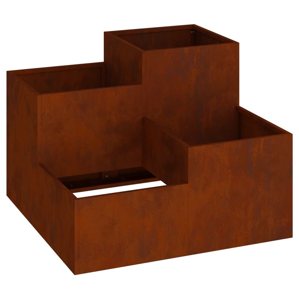 Cache-pot de jardin rouillé 80 x 80 x 60 cm acier patiné
