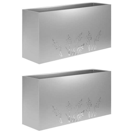 Cache-pot de jardin 2 pc argenté 100 x 30 x 49 cm