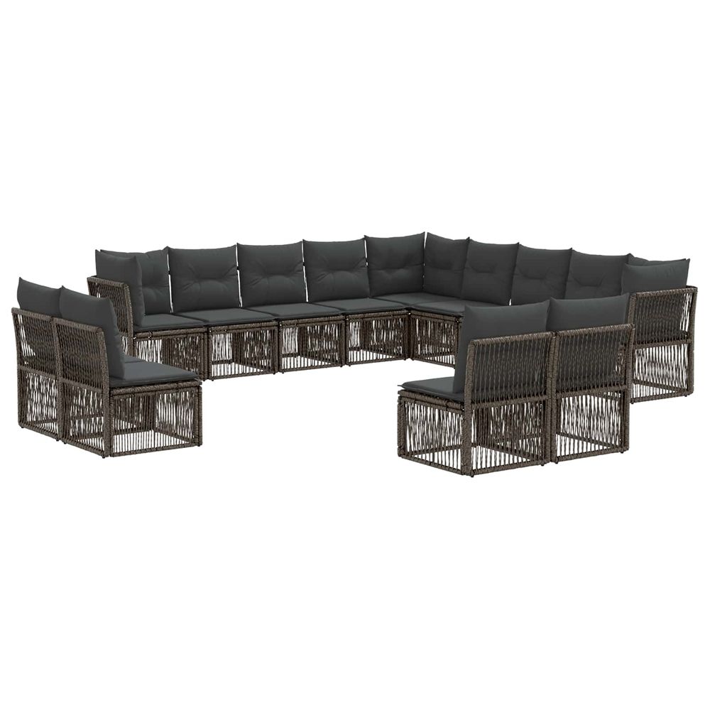 Ensemble de canapé de jardin 13 pc gris polyrotin