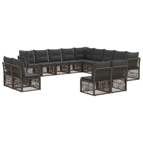 Ensemble de canapé de jardin 13 pc gris polyrotin