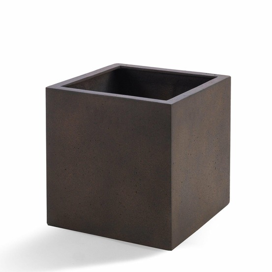 Pot rusty iron grigio cube 60 cm