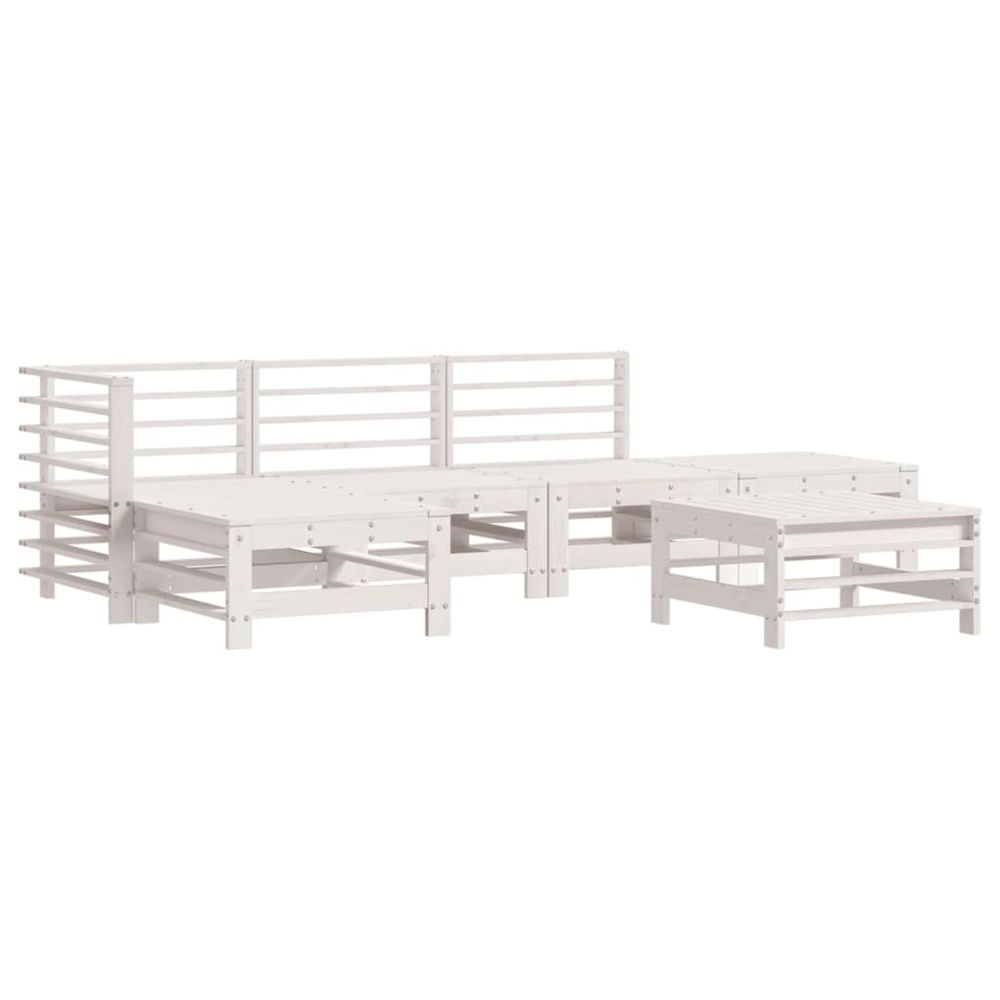 Salon de jardin 6 pcs blanc bois de pin massif
