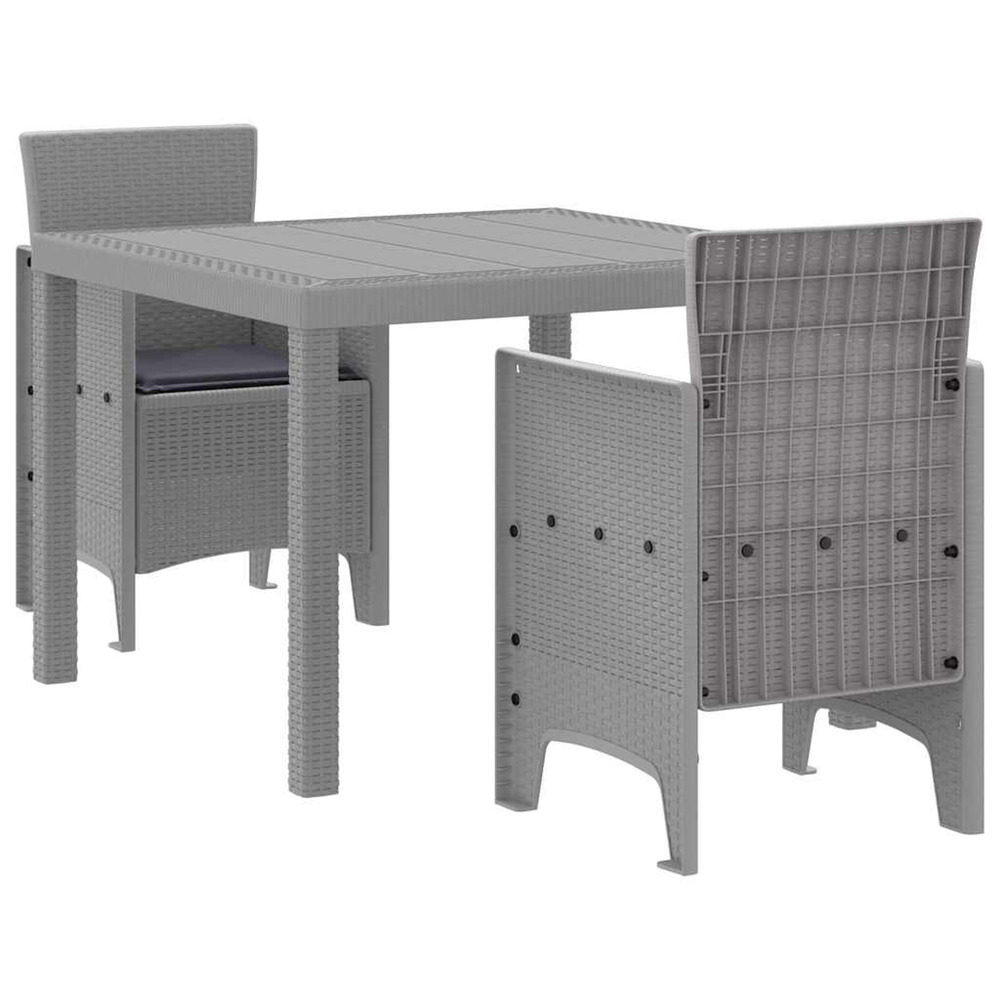Ensemble de salle à manger pour jardin 3 pcs gris clair