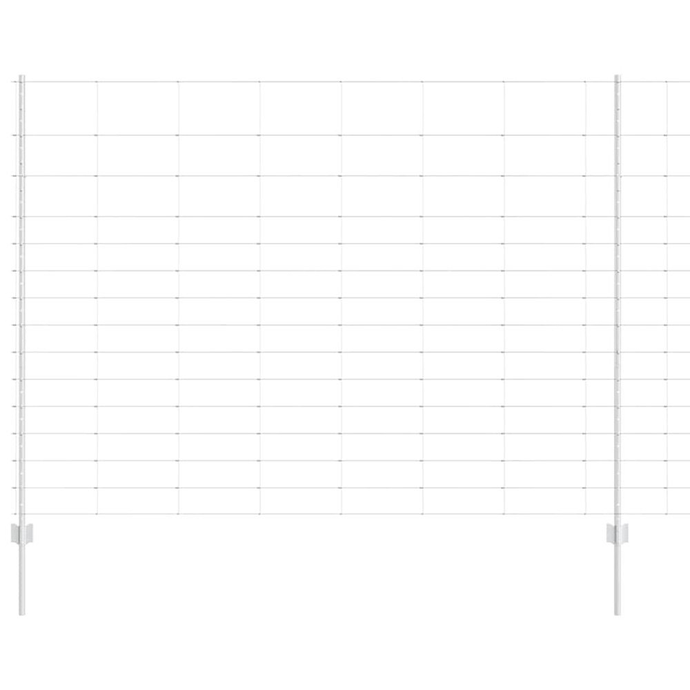 Clôture avec poteau argenté 1,6 x 25 m acier