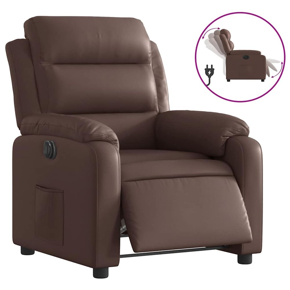 Fauteuil inclinable électrique marron similicuir