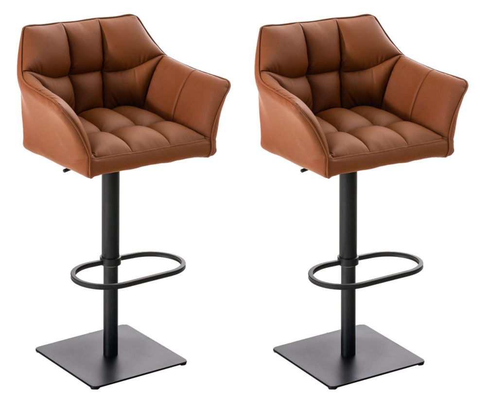 Lot de 2 tabourets de bar damaso simili cuir noir