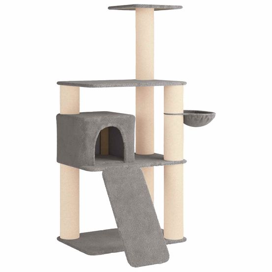 Arbre à chat avec poteaux à griffer en sisal gris clair 173 cm