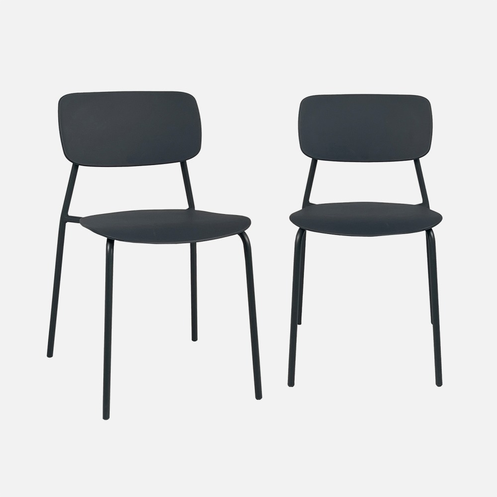 Lot de 2 chaises de jardin empilables acier et plastique - liva