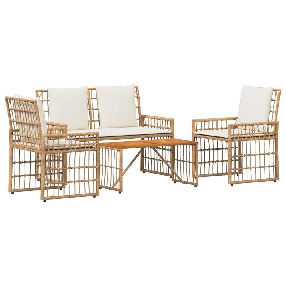 Ensemble de meubles d'extérieur 4 pc blanc naturel et crème