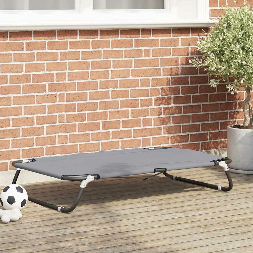 Lit pour chien gris clair 105 x 65 x 18 cm acier