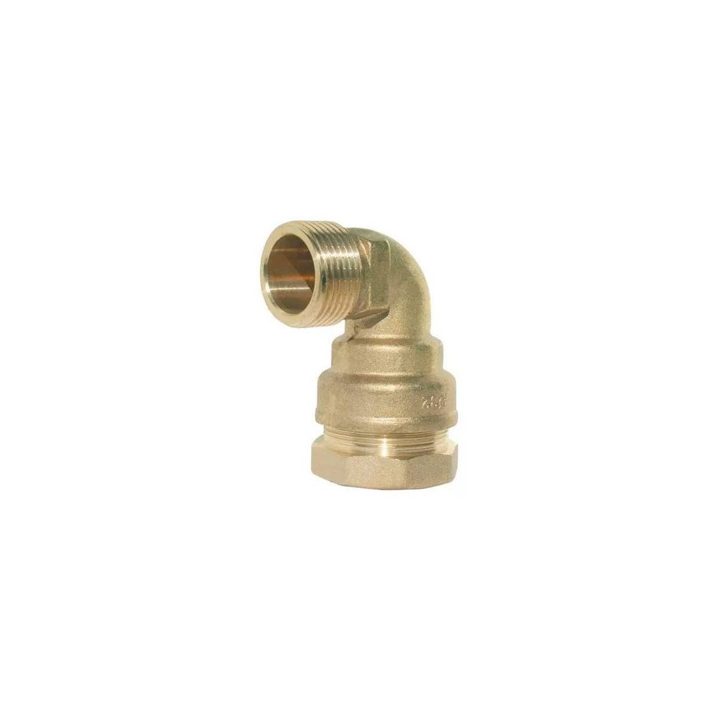 Coude mâle laiton série 7000 pn16 | raccord compression pe - ø a: 32mm | ø b: 3/