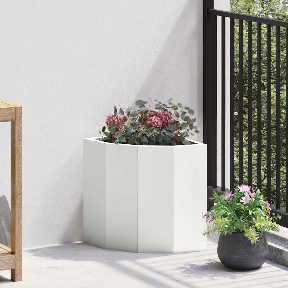 Jardinière d'angle compacte en acier solide optimisation espace pour petits balcons et patios blanc 30x30x35cm