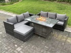 Outdoor rotin meubles de jardin canapé set foyer à gaz table à manger chauffage à gaz brûleur avec canapé 3 places