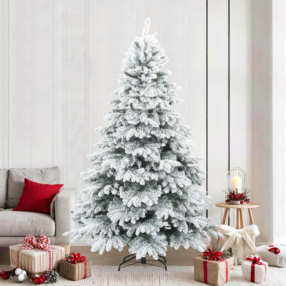 Sapin de noël artificiel enneigé pvc pe pour fêtes intérieur blanc 240 cm