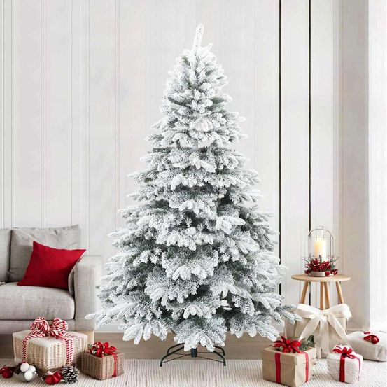 Sapin de noël artificiel enneigé pvc pe pour fêtes intérieur blanc 240 cm