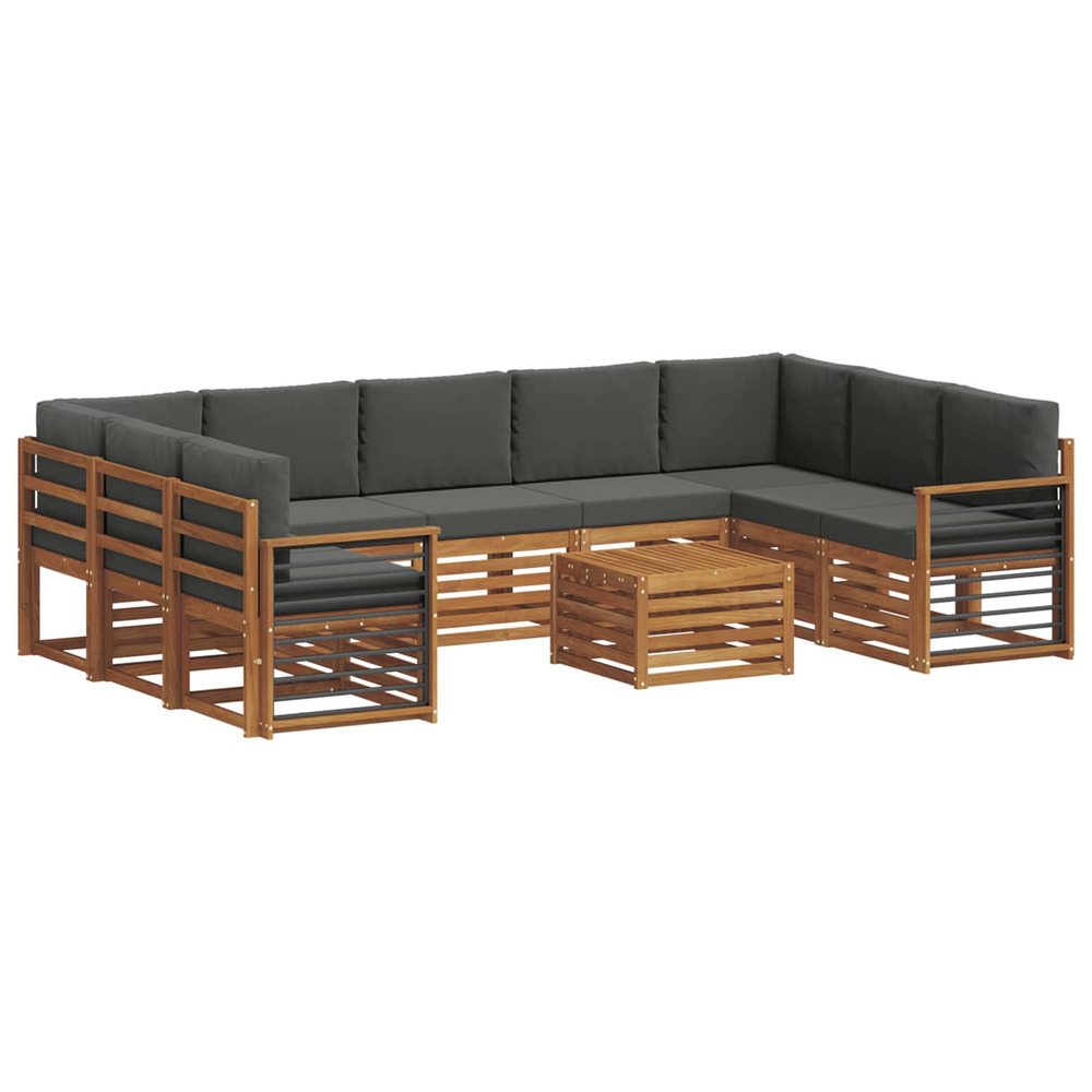 Ensembles de canapés avec coussin 10 pcs naturel et anthracite