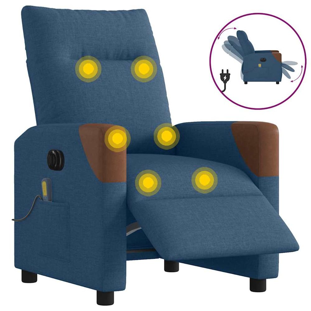 Fauteuil inclinable de massage électrique bleu tissu