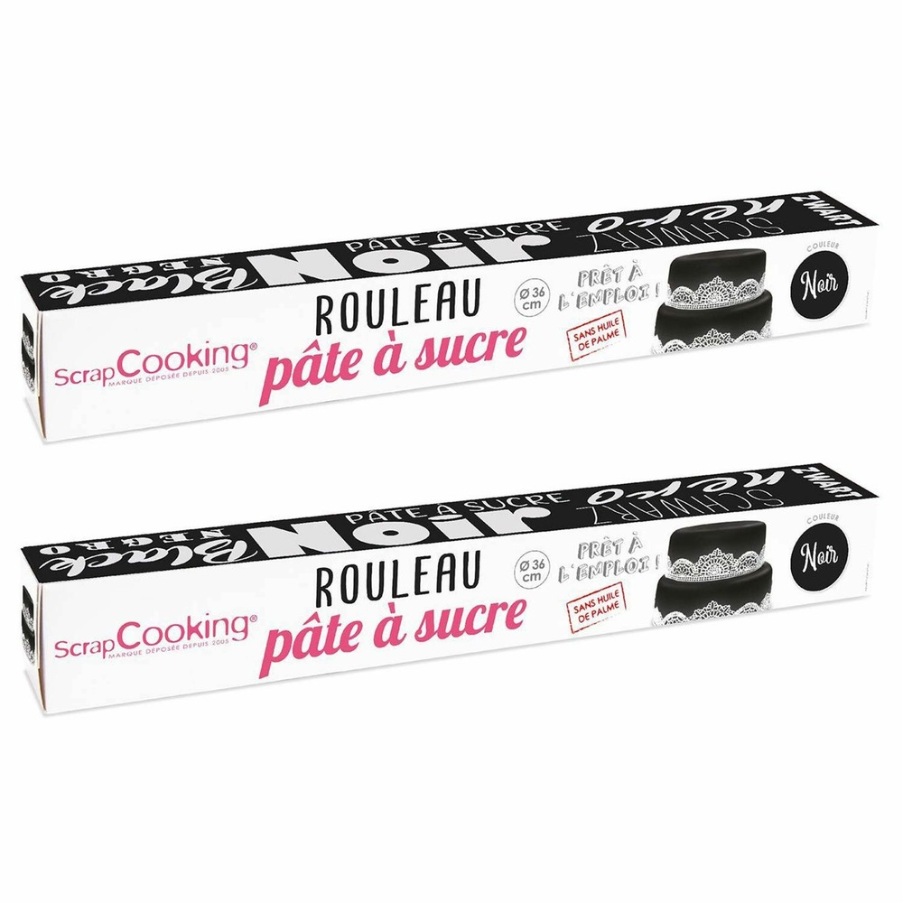 2 pâtes à sucre en rouleau ø 36 cm - noir