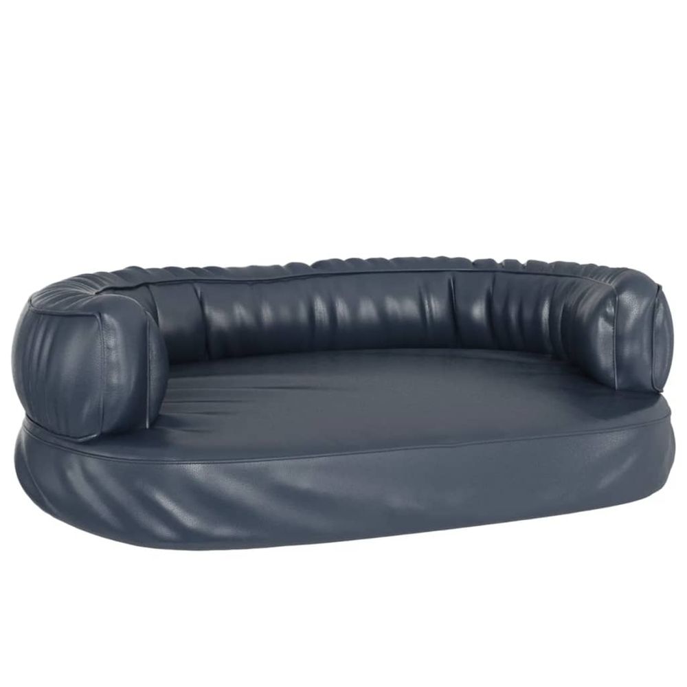 Lit pour chien ergonomique mousse bleu foncé 75x53cm similicuir