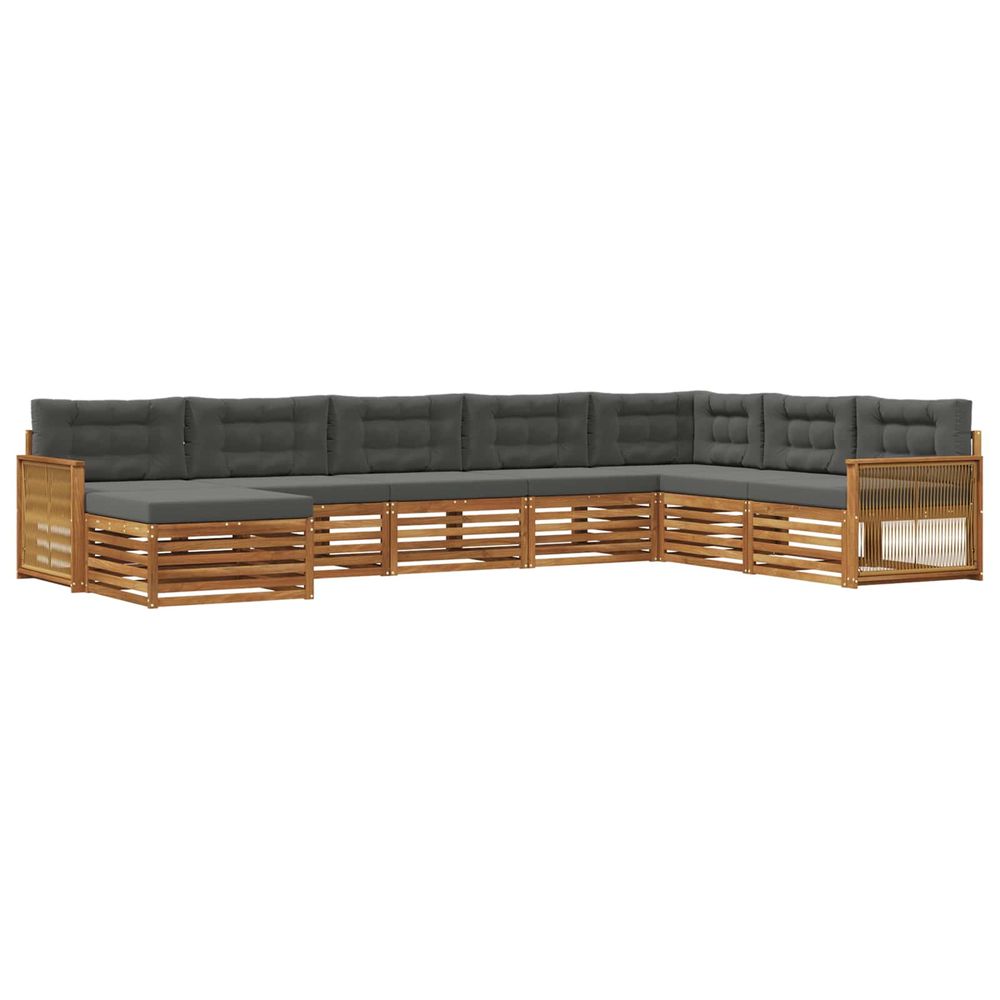 Ensemble de canapés d'extérieur 8 pc naturel et anthracite