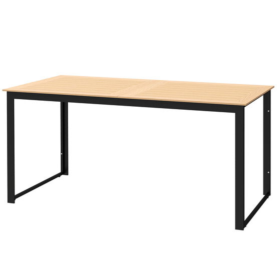 Table de jardin 160x80cm, plateau à lattes teck, résistante aux intempéries, table de buffet extérieur