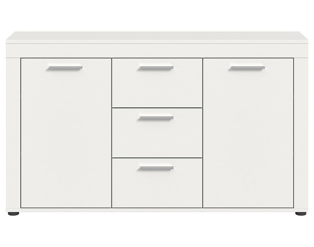 Stafford - buffet bas - blanc - 3 tiroirs et 2 portes - 125 cm