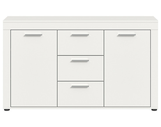 Stafford - buffet bas - blanc - 3 tiroirs et 2 portes - 125 cm