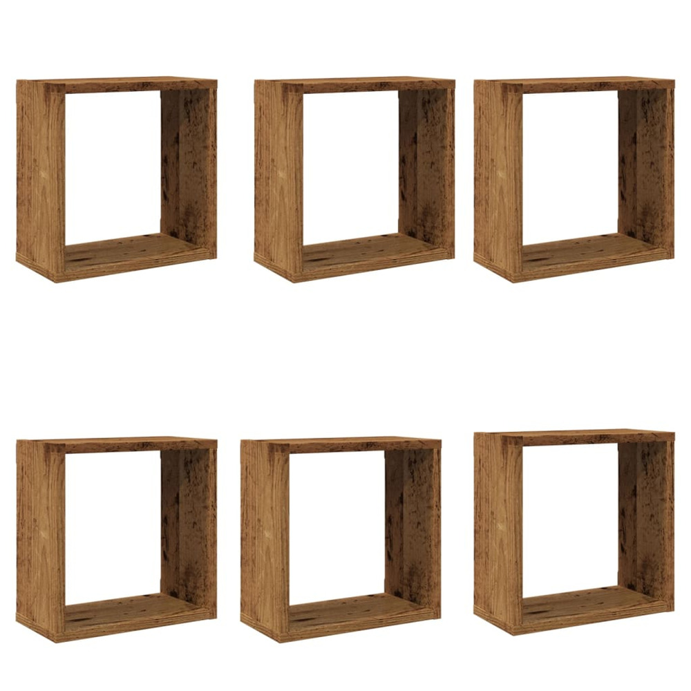 Étagères cube murales 6 pcs vieux bois 30x15x30 cm