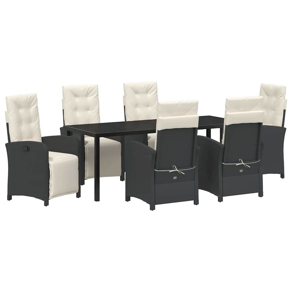 Ensemble de salle à manger pour jardin 7 pc noir polyrotin