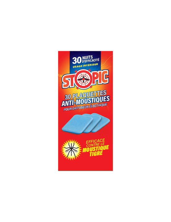 Recharge 30 plaquettes anti-moustiques 30 nuits tp18 - stopic