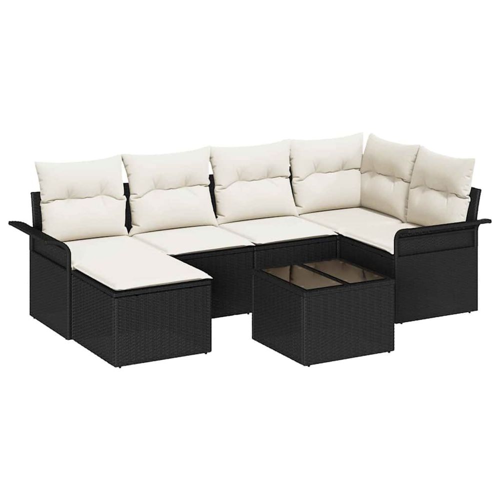 Ensemble de canapé de jardin 7 pc noir polyrotin