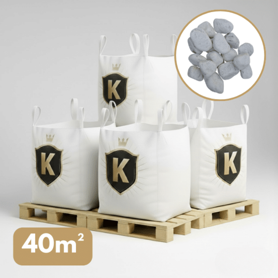 Galet blanc 60/100 mm – pack 4 big bag +/- 1,5t – 40 m²
