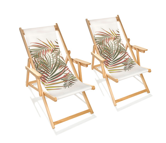 Lot de 2 chiliennes lona en bois et toile coton motif jungle