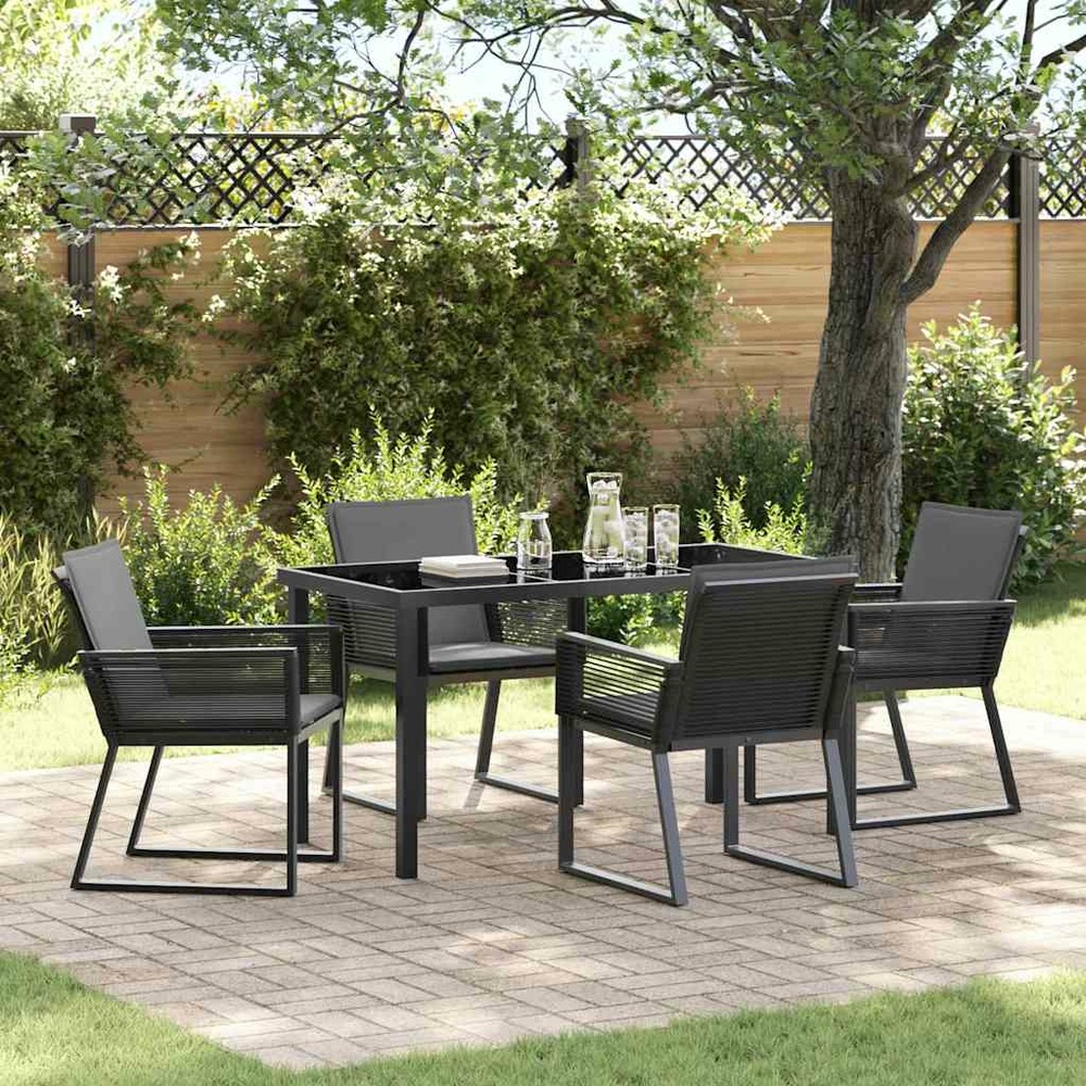 Ensemble de salle à manger pour jardin 5 pcs noir