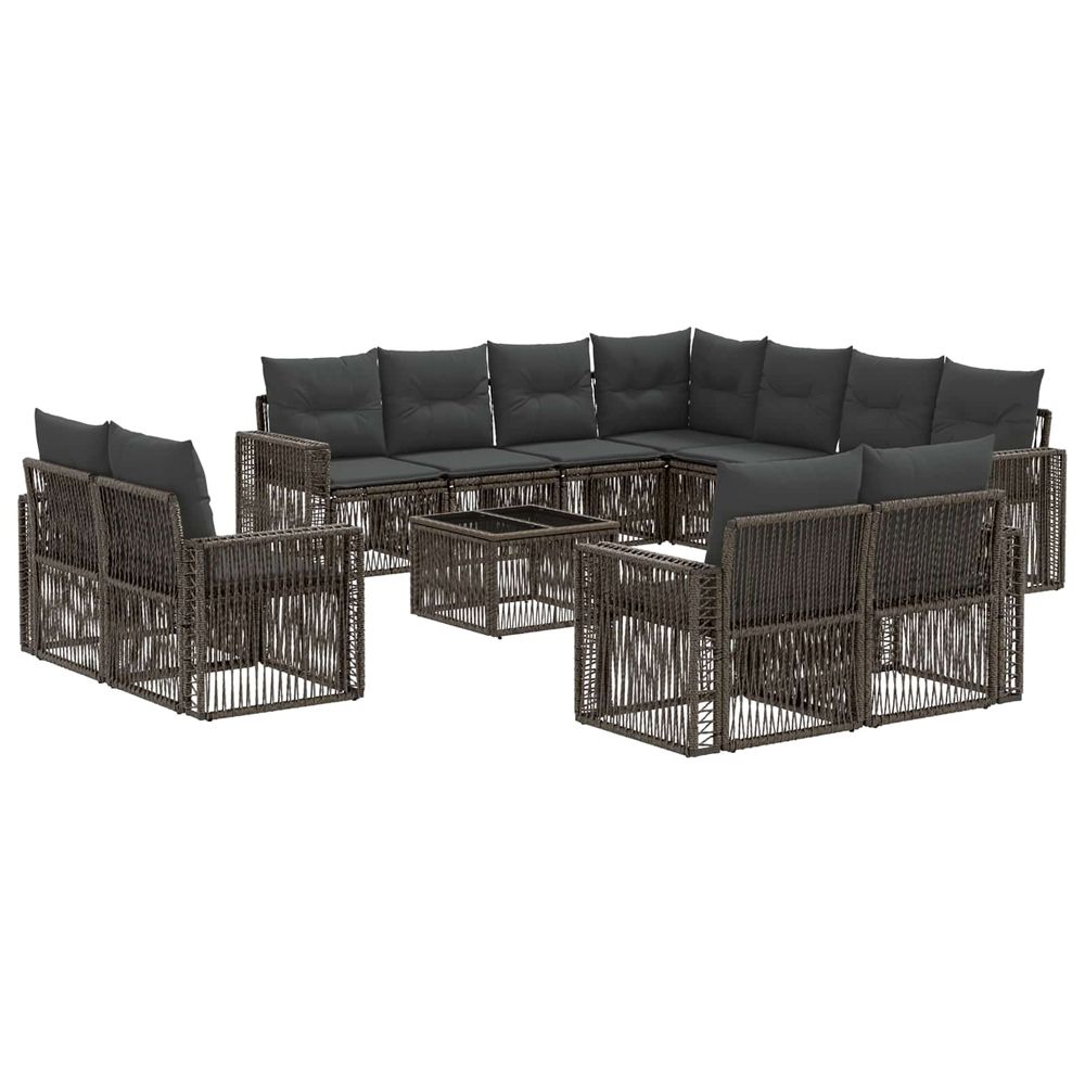 Ensemble de canapé de jardin 12 pc gris et gris foncé polyrotin