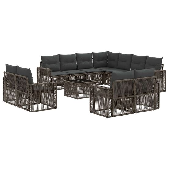 Ensemble de canapé de jardin 12 pc gris et gris foncé polyrotin