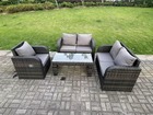 Ensemble de meubles de jardin en rotin ave 2 canapé d'amour table basse chaises inclinable mélange gris foncé