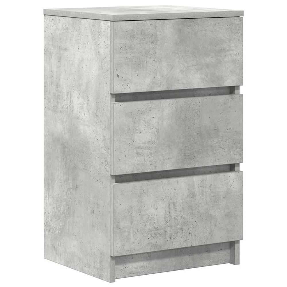 Table de chevet avec 3 tiroirs gris béton 39x35x65 cm