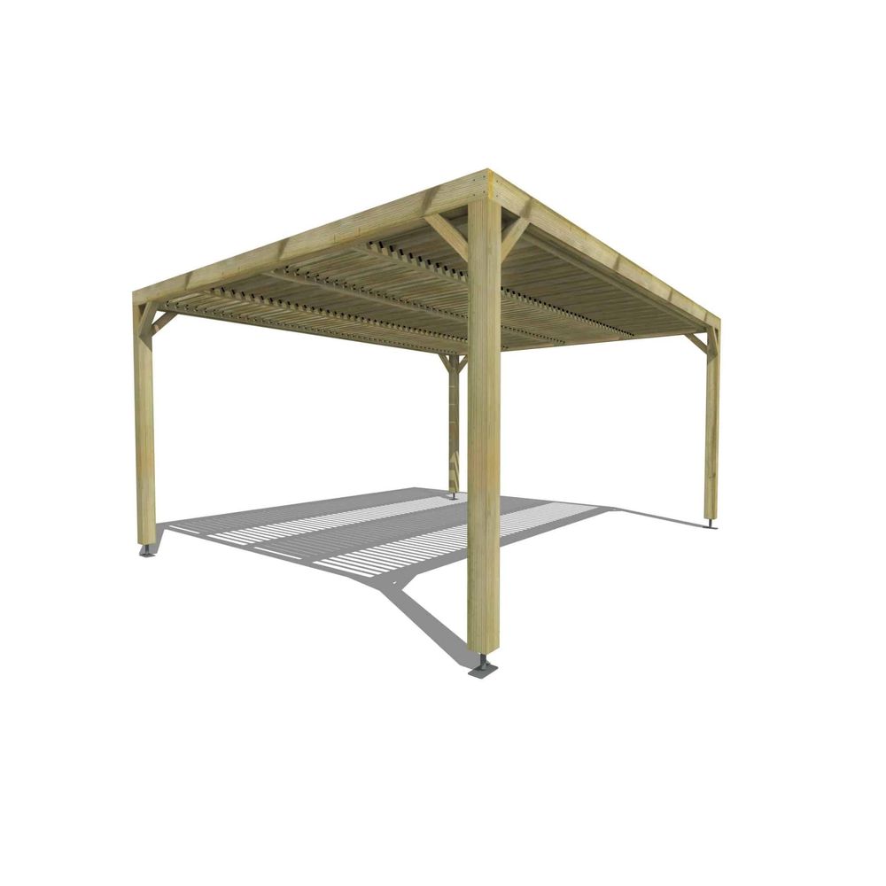 Pergola bois • 5m x 4m • indépendante • sens largeur • lames orientables bioclimatiques incluses • livraison comprise