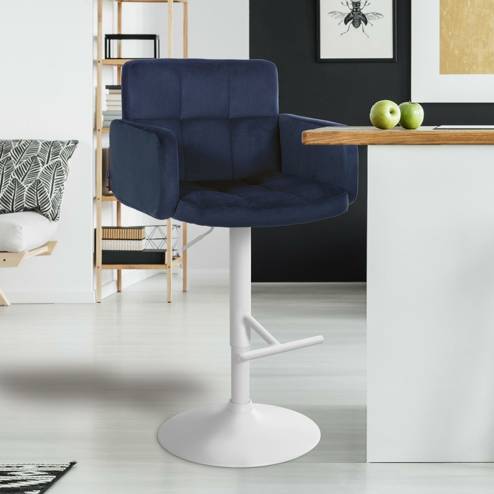 Tabouret de bar los angeles velours blanc