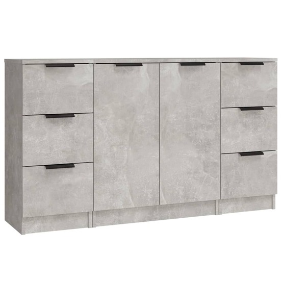 Buffet bahut commode armoire meuble de rangement organisateur cuisine salle de séjour salons 3 pcs bois d'ingénierie gris 02_