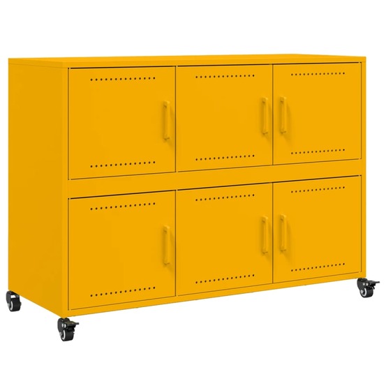 Buffet bahut commode armoire meuble de rangement organisateur cuisine salle de séjour salon jaune moutarde 100,5 x 39 x 72 cm
