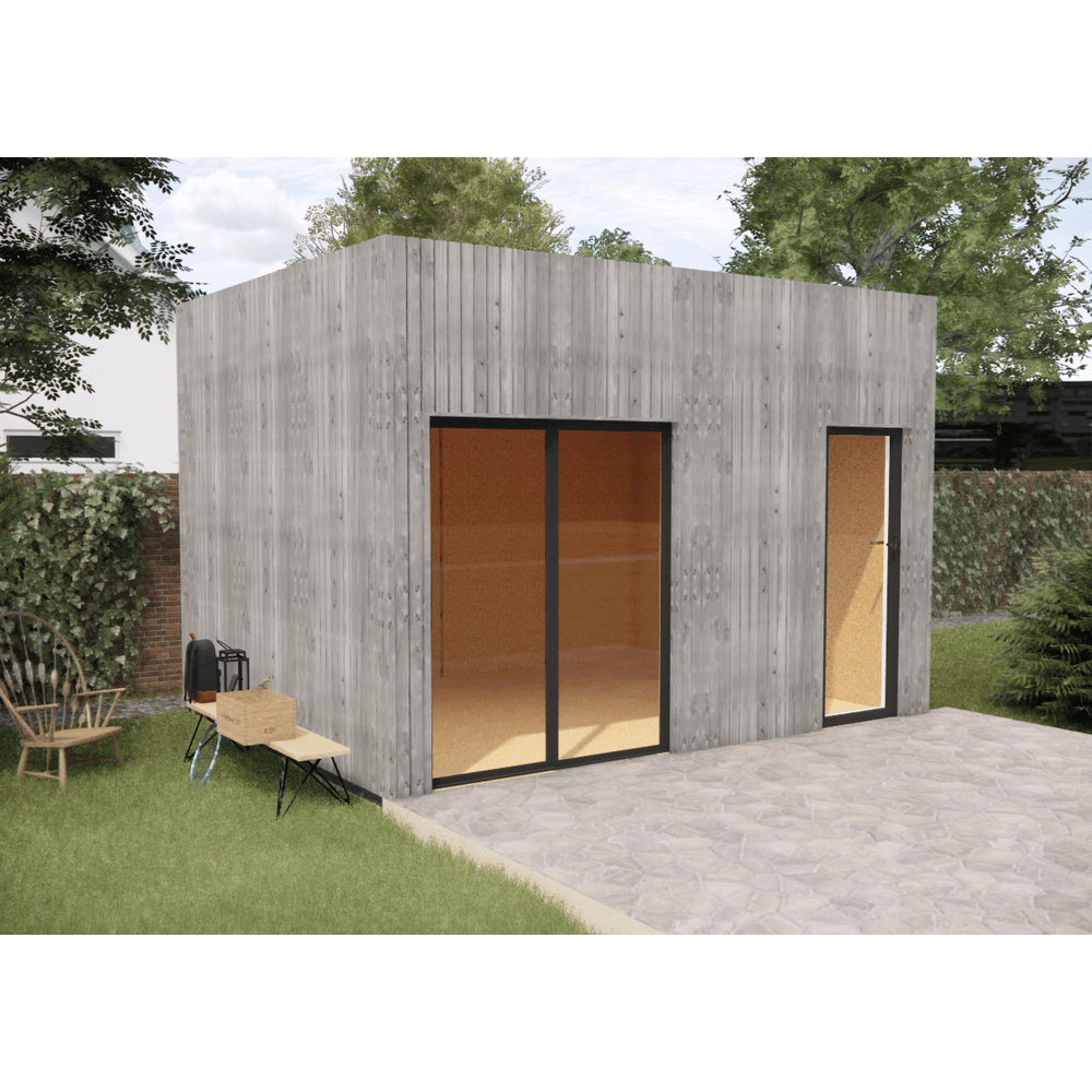 Studio de jardin bien isolé en bois 4,4 x 3,5 x 3,2 m / isolation re2020 avec plancher isolé