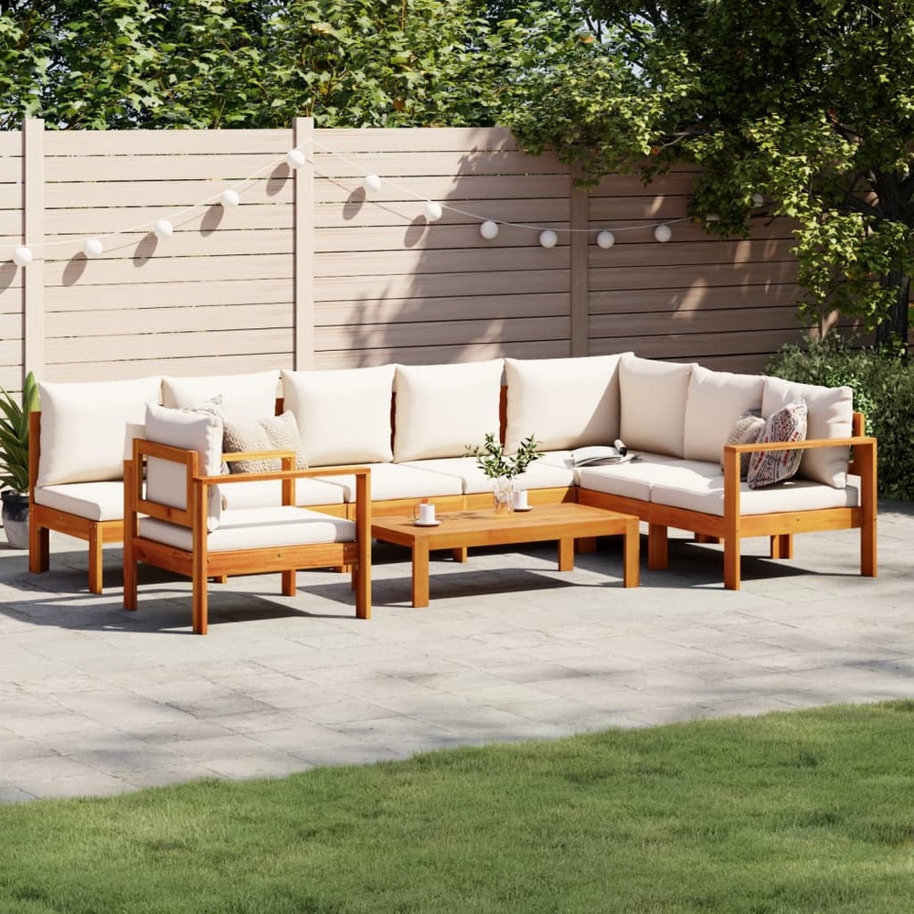 Salon de jardin avec coussins 6 pcs bois d'acacia solide