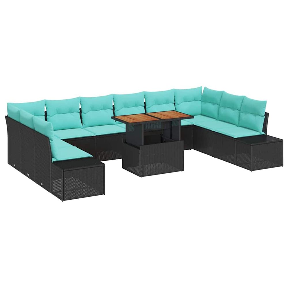 Ensemble de canapé de jardin 11 pc noir poly rotin