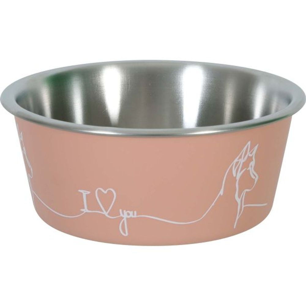 Ecuelle antidérapante rose pour chiens love dog 1700 ml